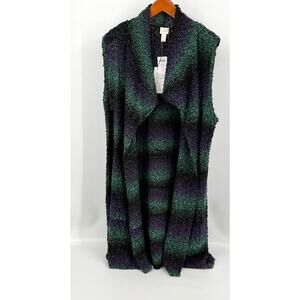 Chico’s Rowan Purple Waterfall Sleeveless Cardigan Size XL (3) Open Front